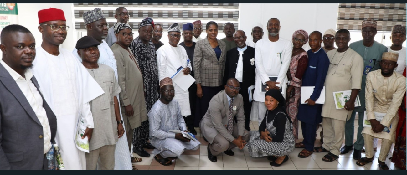 Group photograph after the presentation at the Office of the Secretary to Government of the Federation, SGF, the Presidency, Aso Rock Villa, Abuja.